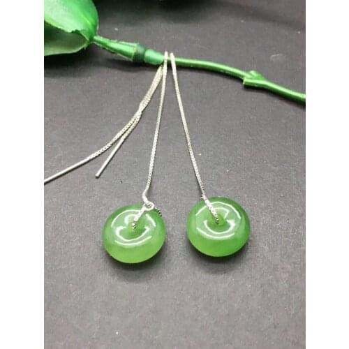 100% Natural jade earrings Earrings 925 Silver Inlay Earrings quality jade jewelry gift