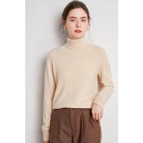 KOIJINSKY100% Merino Wool Women Turtleneck Sweater Autumn Winter Warm Soft knitted Pullover Femme Jumper Women Cashmere Sweater