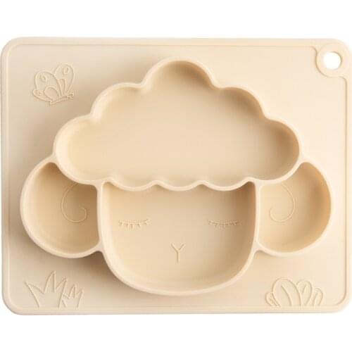 Infant Baby Silicone Plate Kids Bowl Plates Non-Slip Sheep Feeding Divided Bowl Dish Toddler Girls Boys Dishes Kids Tableware