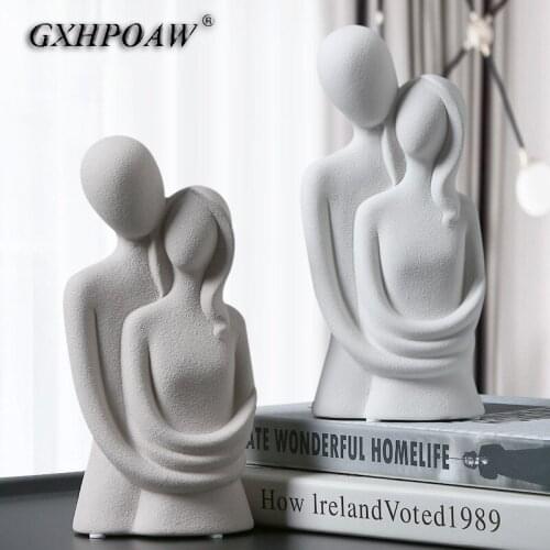 Creativity Ceramics Abstract Figures Ornaments Simplicity Living Room Sweet Hug Couples Art Design Sculpture New Home Decoration