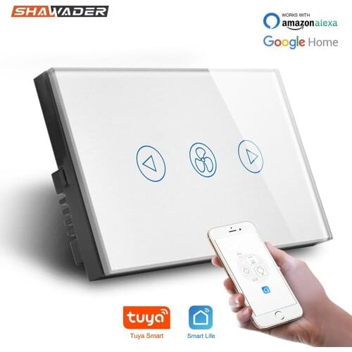 WiFi Smart Fan Celling Speed Switch Wall Glass Panel Timer APP Wireless Remote Control by Tuya Smartlife Alexa Echo Google Home
