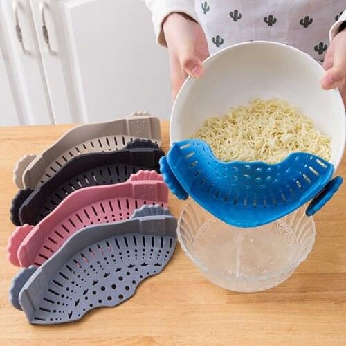 Kitchen Drainer Silicone Strainer Clip Fits all Pots and Bowls Suitable for Noodles Fruits Vegetables Drain Tool Kitchen Gadgets