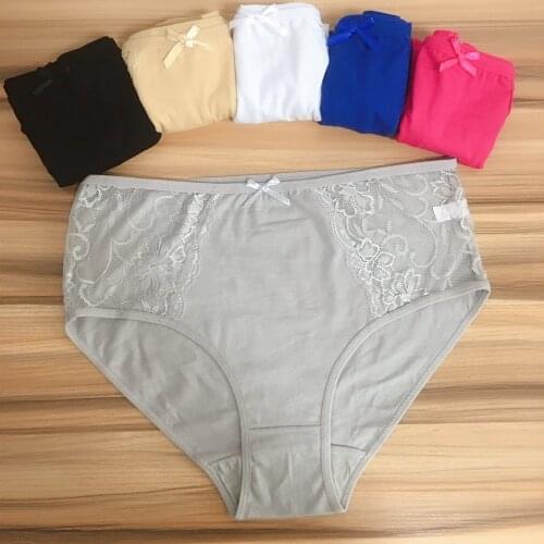 6 Pieces XXL-4XL Ladies Cotton Panties Women Briefs Female Underpants Sexy Lace Underwear Big Size Panty Lingerie Culotte Femme