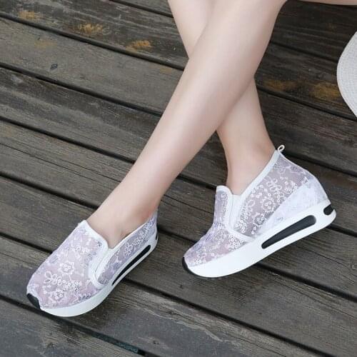 2021 Ladies Chunky Sneakers Solid Color Platform Shoes Platform Mesh Womens Vulcanized Shoes Sneakers Zapatos Mujer