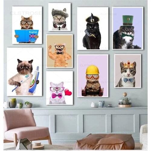 Animal Cat Dog Canvas Painting Child Posters Nursery Wall Art Picture Prints Nordic Kid Baby Bedroom Kindergarten Home Decor