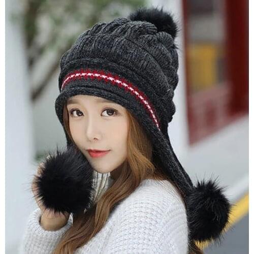 Winter Hat Female Autumn and winter Fashion Womens Female Toe Cap New Warm Gloves knit hat