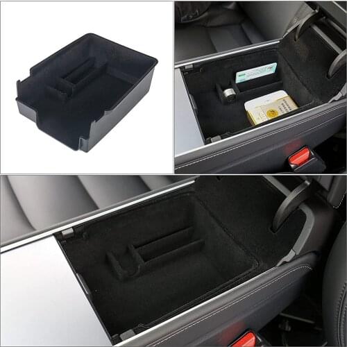1PC Model3 2021 Car Central Armrest Box Storage Holder Tray For Tesla Model 3 & Y Central Console Storage Box Flocking Organizer
