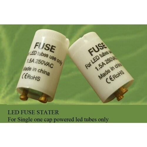Free shipping 10pcs/lot 1.5A LED Fuse starter used for led tube single one end cap powered led tube fuse starter
