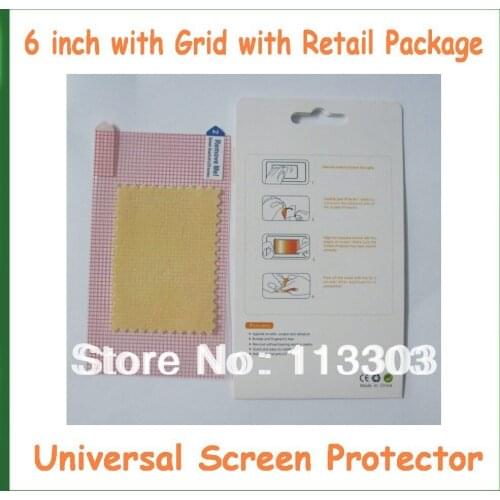 10pcs Universal 6 inch CLEAR Screen Protector + Cloth + Retail Box Protective Film Grid for GPS MP4 Camera 129x73mm