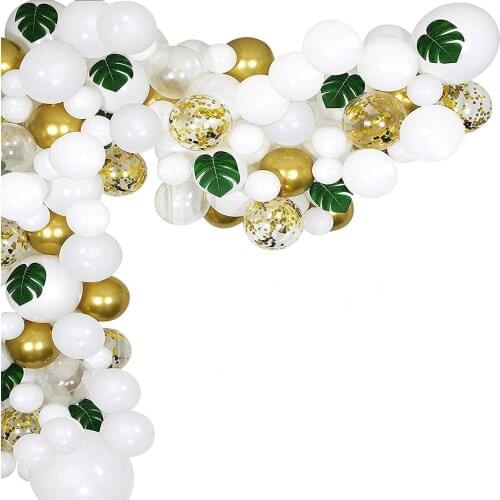 100Pcs/Set White Gold Balloon Garland Arch Kit Latex Confetti Balloons Hawaiian Decoration Birthday Party Wedding Accessories