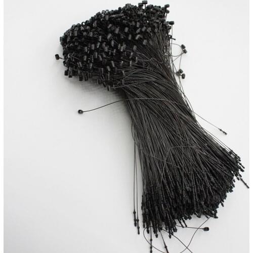 1000pcs/lot 7"black string hang tag garment tags lock plastic snap fastener loop plastict tag fastener for clothes brand tags