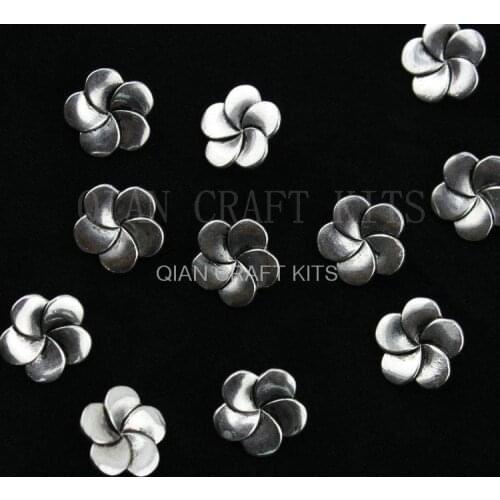 200pcs 3D flower alloy beads charms vintage antique tibetan silver zinc alloy pendents drops DIY for Jewelry Making 14mm