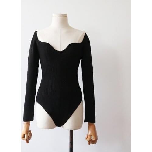 2020 Spring Women Sexy Bodysuit Winter Fashion Casual Bodycon Solid Knitted Bodysuits Body Tops For Women Female