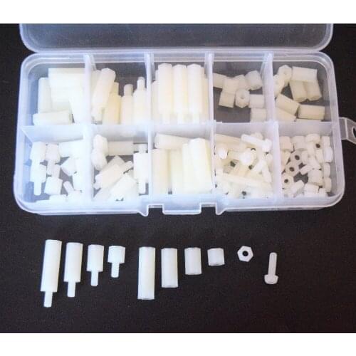 White Nylon M3 Hex Column Standoff Support Spacer Screw Nut 300pcs