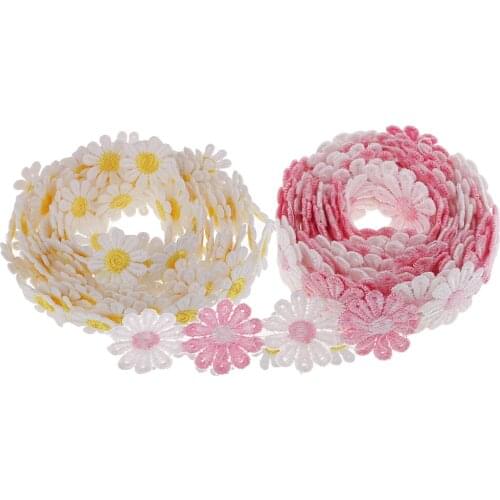 6Yard Flower Embroidered Lace Edge Trim Ribbon Wedding Applique Sewing Craft