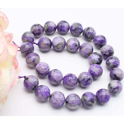 9mm smooth round beads Natural Charoite DIY Necklace sling earrings jewelry production free delivery