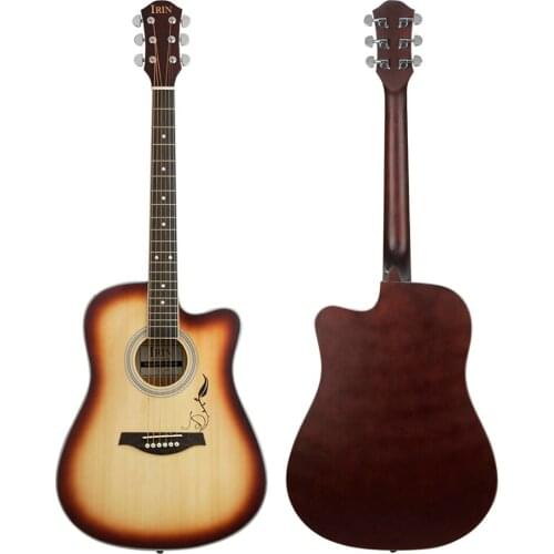 41 Inch Acoustic Guitar 6 Strings Folk Guitar With Pattern Beginners Musical Instrument Spruce Panel Guitar With Capo Picks Bag