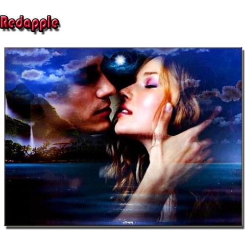 Diamond Painting Lovers 5D Full Drill Square Portrait Diamond Embroidery Girl Mosaic Rhinestones abstract kiss couple Home Decor