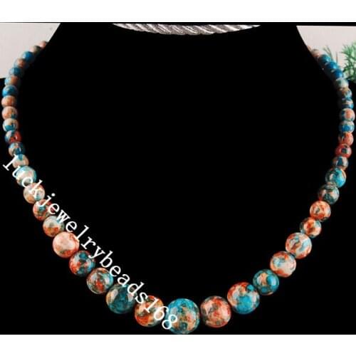 Free Shipping Fashion Jewelry 6~14mm Ocean Jaspe Ball Beads Necklace Jewelry FG4329