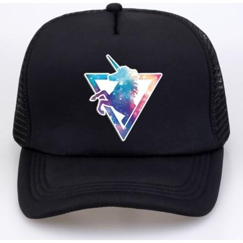 Starry sky Cartoon Unicorn Institute Wind Baseball Hat Summer Mesh Trucker cap Cartoon Sweet Cute Curved Cap women hats