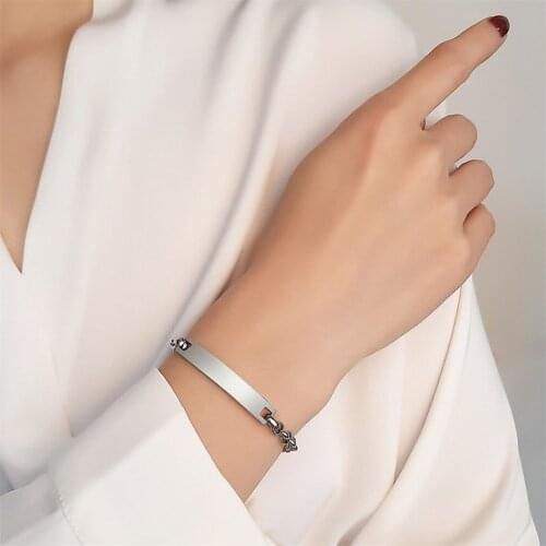 Tangula Personalized Custom Name Bracelet Stainless Steel Pendant Can Engrave any Content Bracelet Best Gift To Her