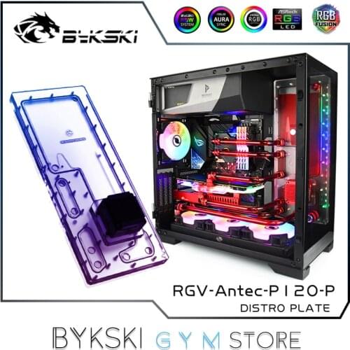 Bykski Distro Plate For Antec P120 Case, 360 Radiator Water Cooling Loop Solution, 12V/5V RGB SYNC, RGV-Antec-P120-P