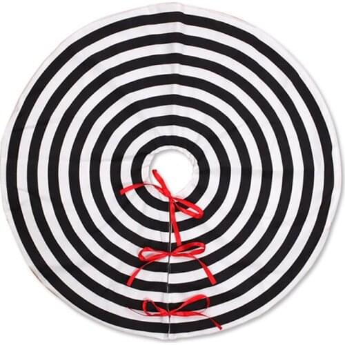 Black and White Annual Ring 45Inch Christmas Tree Skirt,for Xmas Tree Mat Halloween Decorations Occasion Ornaments