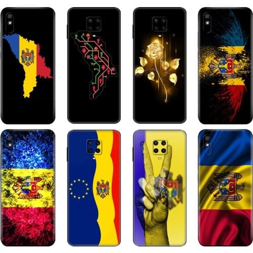 Black tpu Case For Xiaomi Redmi 7A 8 8A 9 9A 9C Case Redmi Note 8T 8 Pro T Note 9 9S 9 Pro Case Moldova Flag
