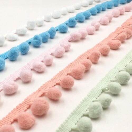5 Yard Stained Ribbon Colorful Pom Pom Lace Trim Ball Fringe Lace Ribbon Knitting For Cloth or Bag DIY Sewing Accessories