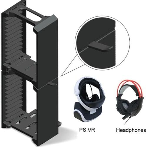 For PS4 Pro/PS4 Slim /PS4/ONE S/VR Glasses Headphone Holder 24 Game CD Discs Storage Seat Bracket Double layer Stand Bracket