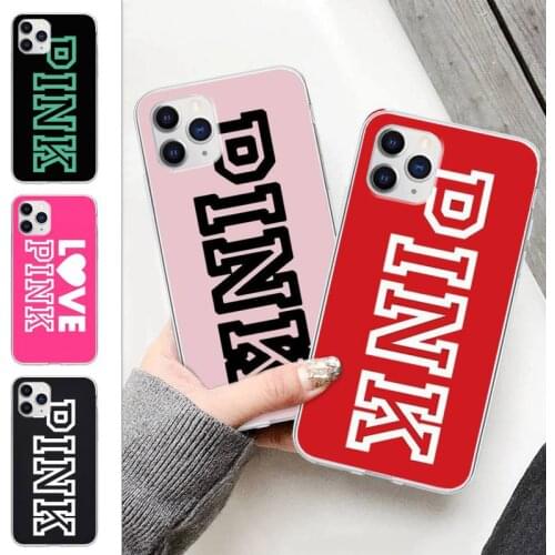 Cheap Pink Telephone Transparent Case For Iphone 5 6 7 8 X 11 12 PRO MAX SE Protect TPU Cover