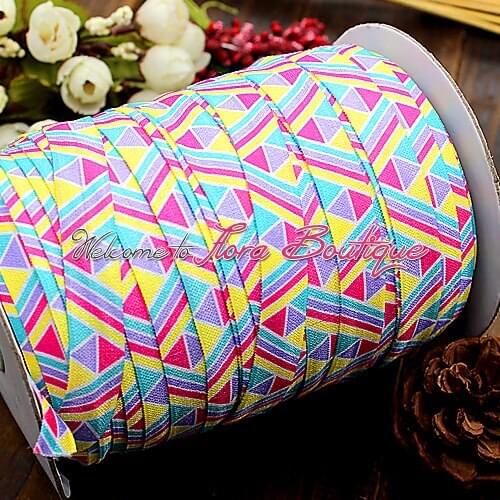 FLRA ElasticTribal Aztec printed elastic printed fold over elastic foe wholesale 5/8 foe