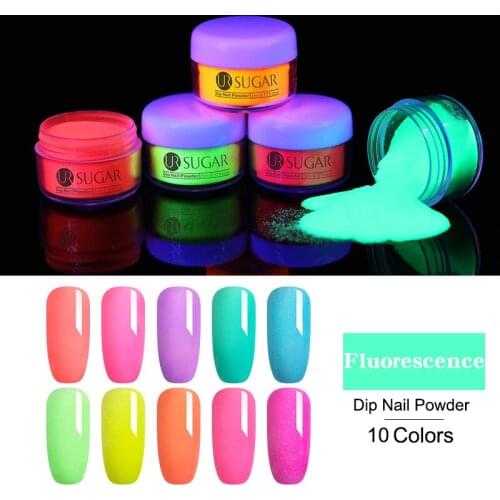 5ml Fluorescence Dip Nail Powder Natural Dry Nail Glitter Neon Pigment Dust Dipping Nail Powder Decorations 10 Colors