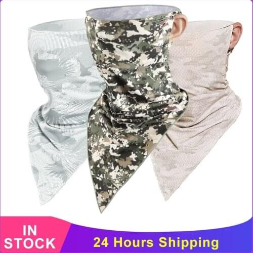 Cycling Headwear Summer Men Anti-sweat Breathable Cycling Icy Face Cover Sports Scarf Headband Smooth Running Bicycle Bandana