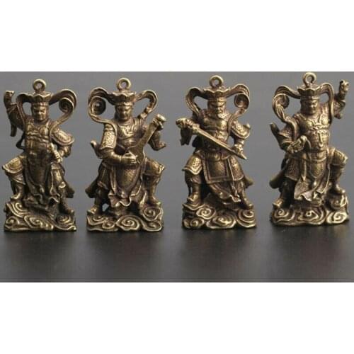 Chinese Collection Asian Bronze Four Heavenly Kings Exquisite Key buckle Pendant