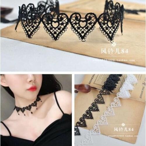 5 Meters White Black Lace Ribbon Heart Pattern Lace Trim Fabric DIY Embroidered Net Lace Tape Cord For Sewing Decoration