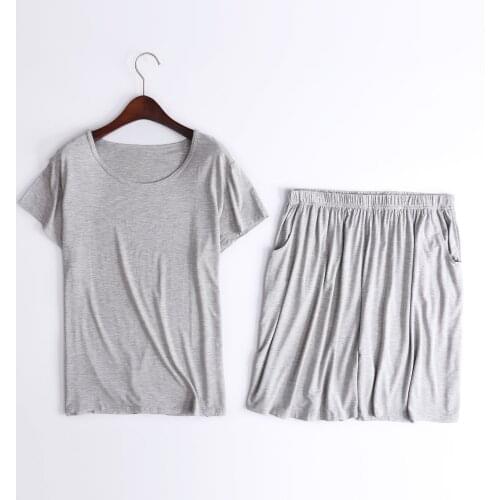 Summer mens modal short-sleeved shorts, thin casual pajamas, home service suits, can wear five-point pants