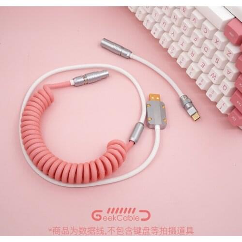 GeekCable Handmade Customized Mechanical Keyboard Data Cable For GMK Theme SP Keycap Line Pink Girl Colorway