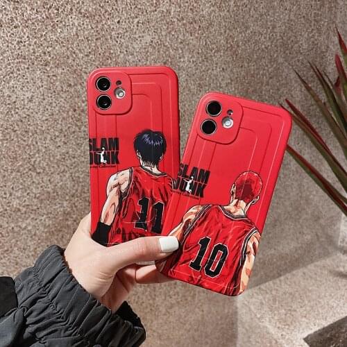 Cute Cartoon Japanese Anime Case for iPhone 12 Mini 11 Pro Max XR Xs Max X 7 8 Plus SE 2020 Coque Slam Dunk IMD Protect Cover
