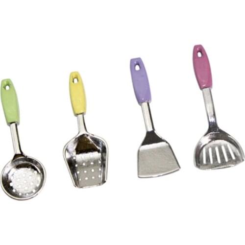 4 Pack Miniature Spatula Model Kitchen Utensil Furniture for 1/12 Dolls House