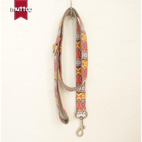 MUTTCO retailing soft wear comfortable dog leash THE GRAY BOHEMIAN national style dog collars and leashes 5 sizes UDL051
