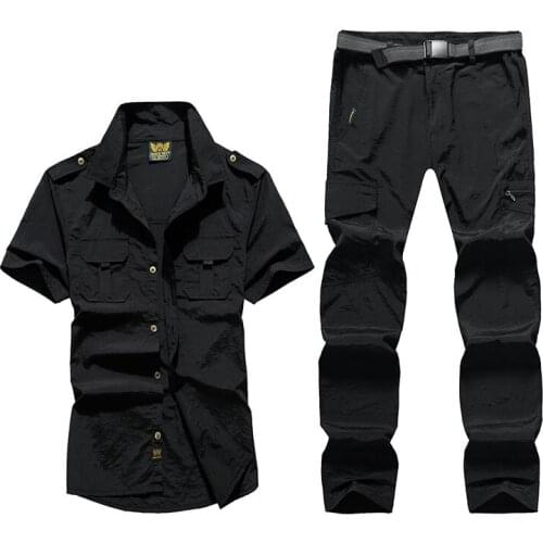 Men Summer Quick Dry Shirt Sport Hiking Climb Camping Trekking Fishing Pant Oversize 4XL Plus Size Trousers Waterproof Suit