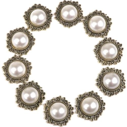 New Hot Sale 10pcs Round Pearl Button Flatback Embellishment Wedding Scrapbooking Decoration