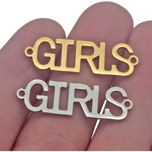 5pcs Stainless Steel DIY Jewelry Accessories Gold Letters Girls Charms Connectors Mom Female Friendship Bracelet Necklace Making
