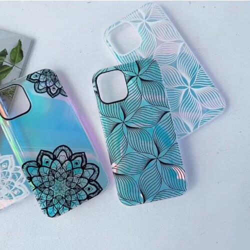 TPU Transparent Dazzle Color Discolor Mandala geometry Pattern Phone Case For Iphone 12 X 11 11pro Fashion Cover For Iphone