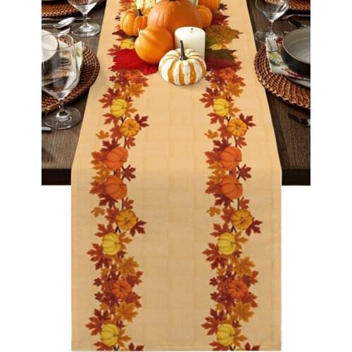 Autumn Thanksgiving Pumpkin Table Runner Wedding Decor Table Cover Christmas Decoration Holiday Party Tablecloth