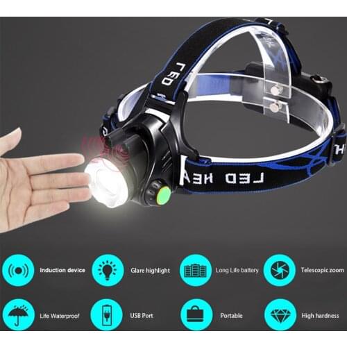 T6 Super Bright Mini Headlight Zoom Glare Headlamp USB Rechargeable Outdoor Camping Fishing LED Flashlight Head Torch Lamp