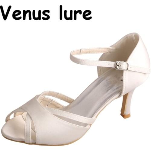 Wedopus Peep Toe High Heels Wedding Ivory Mary Janes Summer Sandals