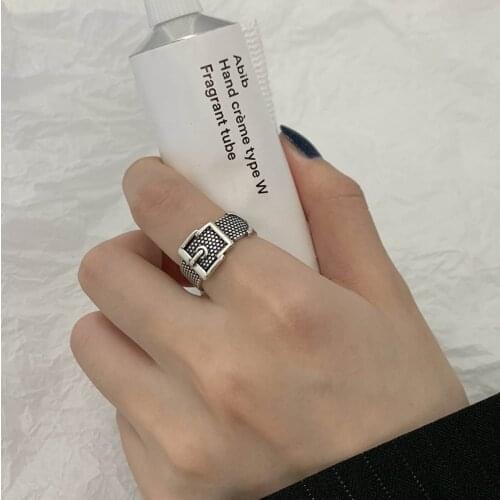 XIYANIKE 925 Sterling Silver INS Temperament Retro Trend Fashion Belt Buckle Ring Opening Party Charm Jewelry Female Gift Couple