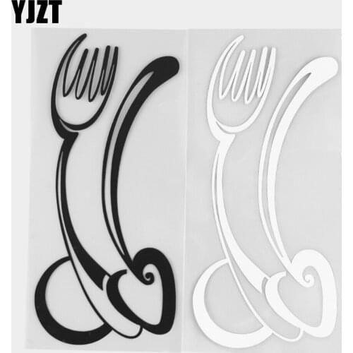 YJZT 7.2×16CM Fashion Fork Spoon Design Creative Vinyl Decal Decorative Car Stickers Black / Silver 20D-0290